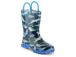 Boys Shark Infested Toddler Youth Light Up Rain Boot Blue Green Toddler Rain Boots Kids Boots Boots