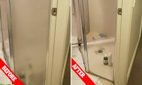 Since hard water mineral deposits are alkaline, the best way to get rid of limescale is to use moreover, if those solvents are used on any surface that gets in contact with food, they may incur. Mother Shares Incredible Before And After Images Of Her Scum Covered Shower Glass Door Daily Mail Online