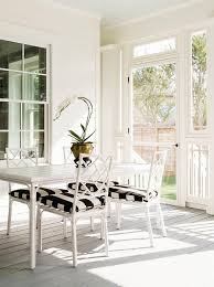 Get free shipping on qualified striped patio furniture or buy online pick up in store today in the outdoors department. White Bamboo Dining Chairs With Black And White Striped Seat Cushions Transitional Deck Patio
