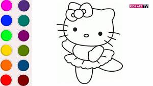 Glitter Hello Kitty Drawing And Coloring For Children Kids Art Tv Hello Kitty Drawing Kitty Drawing Hello Kitty