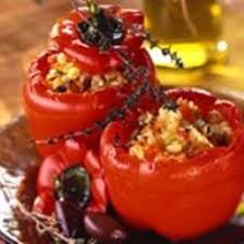 Poivrons Farcis Au Riz Pimente Au Parmesan Recette Recette Poivron Farci Poivrons Farcis Riz Poivrons Farcis