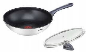 Tefal Daily Cook Wok Pan 28 Cm Glass Lid Induction Titanium Non Stick Stirfry Ebay