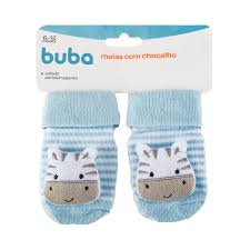 Meias com Chocalho Buba Azul Antiderrapante 6-12 Meses