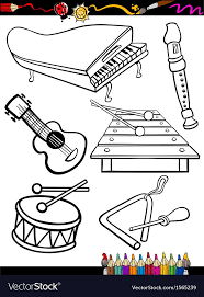 Cartoon Music Instruments Coloring Page Vector Image On Vectorstock In 2020 Music Coloring Musical Instruments Drawing Music Coloring Sheets