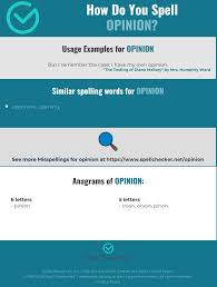 Correct Spelling For Opinion Infographic Spellchecker Net