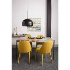 Colors used with yellow in this room: Aurelle Home Tulip Modern Yellow Dining Chair Overstock 10643068