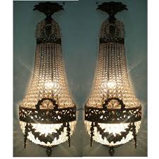 In every style from modern to boho. 2 Antique Patina Replica Brass French Empire Crystal Basket Wall Sconces Lights