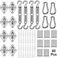 Sun shade sail hardware kit. Amazon Com Yofit Shade Sail Hardware Kit 6 Inch For Triangle Rectangle Sun Shade Sail Installation 304 Grade Stainless For Garden Outdoors 80 Pcs Patio Lawn Garden