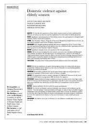 Pdf Domestic Violence Against Elderly Women