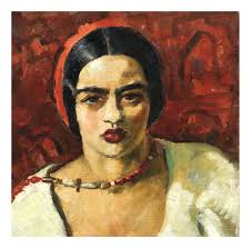 Zelfportret met rode hoed van Amrita Sher-Gil, vintage kunst van de  beroemde Joods-Hongaarse Indiase vrouwelijke kunstenaar, ingelijste  reproductie
