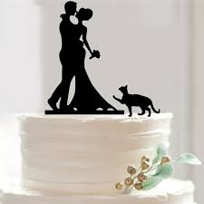 Find More Hair Clips Pins Information About Acrylic Wedding Cake Topper Romantic Couple Design With Cute C Silhouette Kuchen Brautigam Kuchen Katzen Hochzeit