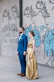 A Gold Dress Wedding With Karaoke All Wrapped Up In Lights Wedding Day Dresses Non White Wedding Dresses Nontraditional Wedding Dress