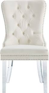 Miley Cream Dining Chair 746 Meridian Furniture Dining Chairs Cream Dining Chairs Velvet Dining Chairs Dining Chairs