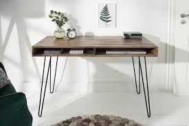 Wenn sie auf der suche nach einem hauch von retro. Massiver Schreibtisch Scorpion 110cm Grau Akazie Hairpin Legs Riess Ambiente De Schreibtisch Design Schreibtisch Ankleidezimmer Design
