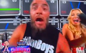 My wife just saw Mark Briscoe for the first time and about BROKE HER KNEE  from slapping it so hard. Said he was like a “carnie Tasmanian devil” or  something. Here is what she saw lol