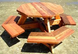 Forever Four Foot Octagonal Picnic Table With Attached Benches Octagon Picnic Table Octagon Picnic Table Plans Picnic Table Plans