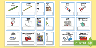Italian Translated Everyday Objects At School Editable Cards