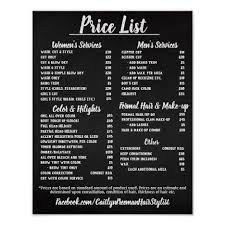 Salon Price List Poster Zazzle Com Salon Price List Create Your Own Poster Home Hair Salons