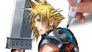 For the smaller cloud all you have to do is draw the swirled curl at the top left end and then draw the tip to the right end. How To Draw Cloud Strife Final Fantasy 7 Drawinglikeasir Youtube