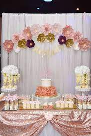 Your sweet sixteen stock images are ready. Sweet 16 Backdrop Rose Gold Party Theme Cake Table Decorations Rose Gold Party