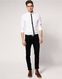 Casual Fancy Thin Black Tie Solid White Shirt Black Pants Boots Black Pants Outfit White Shirt Black Pants Black Pants Men