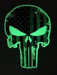 Punisher skull tattered green line subdued flag decal. Glow In The Dark Tattered 5x4 Inch Subdued Us Flag Punisher Skull Decal With Thin Blue Line Coupon Holder Punisher Skull Decal Skull Decal Punisher Skull
