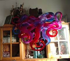 Octopus Metal Wall Art Extra Large Tropical Beach Decor Etsy Nautical Wall Art Nautical Wall Decor Metal Wall Sculpture
