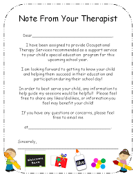 Use This Note From Your Therapist Letter To Introduce Yourself And Occupational T School Based Therapy Occupational Therapy Kids Occupational Therapy Schools
