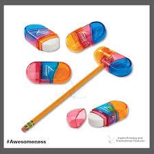Convention Ideas Under 1 Custom Pencil Sharpener And Erasers Personalized With A Custom Imprint Or Logo Convention Custom Pencils Printing Services Erasers