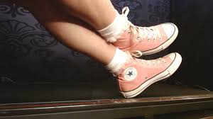 Walking in Pink Converse High Top Sneakers Ruffled Socks
