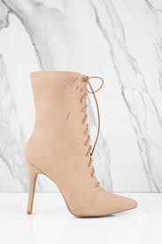 Side zipper closure, and a cushioned foot bed. Milia Camel Lace Up Booties Shopperboard