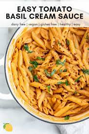 Creamy Vegan Tomato Basil Pasta Eat With Clarity Recipes Recipe Dairy Free Pasta Dairy Free Pasta Recipes Tomato Basil Pasta