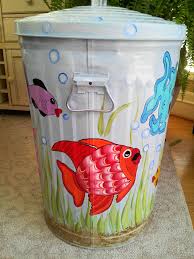 Hand Painted Trash Can Painted Trash Cans Painted Mailboxes Hand Painted