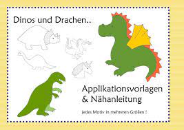 Die vorlage ist zur uneingeschränkten privaten nutzung im hobbybereich. Nahanleitung Und Schnittmuster Applikationen Dino Und Drache