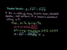 Mean Variance And Standard Deviation Of A Binomial Distribution Youtube