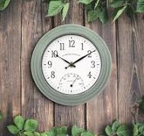 433-3020 8-inch Outdoor Wall Clock with Thermometer