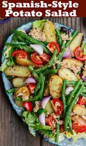 Spanish Potato Salad Recipe With Tuna The Mediterranean Dish Easy Tasty Potato Salad Potatoe Salad Recipe Mediterranean Recipes Spanish Potato Salad Recipe