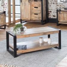 table basse industrielle manguier 2 plateaux grand modele table basse table basse industrielle table basse fer et bois
