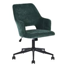 furniturer office chair green armchair secretary adjustable swivel upholstered computer chair boga forest the home depot in 2021 retro office chair green armchair green chair