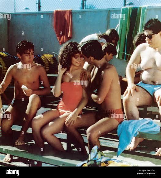 THE LAST AMERICAN VIRGIN, from left: Lawrence Monoson, Diane Franklin,  Steve Antin, Joe Rubbo, 1982, © Cannon Films/courtesy Stock Photo - Alamy