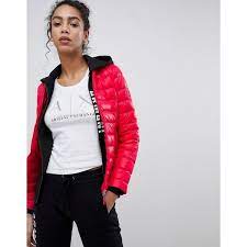 Armani Exchange Fitted Downs Padded Jacket 215 Liked On Polyvore Featuring Outerwear Jackets Red Red Zi Red Denim Jacket Armani Exchange Clothes Design