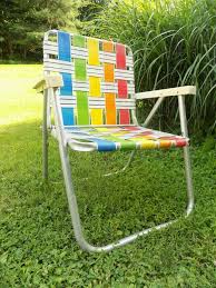 Vintage Aluminum Webbed Folding Lawn Beach Camp Patio Chair Rainbow Colors Ebay Patio Chairs Backyard Chairs Patio Table Umbrella