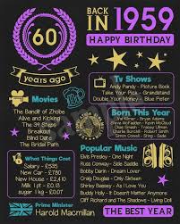 60th Birthday Present Ideas For Dad Uk 60th Birthday Sign U K Version 60th Birthday Gift 1959 Birthday Gift Chalkboard Poster 60 Years Ago Instant Download Digital File 60th Birthday Gifts 60th Birthday 60th Birthday Ideas For Mom
