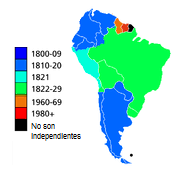 Mapa físico del continente sudamericano. Archivo Mapa Politico Fecha De Independencia De Los Estados Sudamericanos Png Wikipedia La Enciclopedia Libre