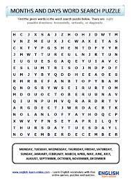 Crossword puzzles can be fun, challenging and educational. Days Months Seasons Vocabulary Word Search Puzzle In English