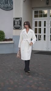 Eco Fur Wool Blend Coat in White M / White
