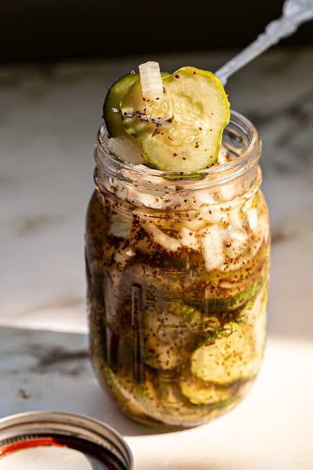 Quick & Crunchy Refrigerator Sweet Pickles - Healthy Little Vittles