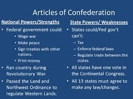 Articles Of Confederation Strengths And Weaknesses Chart