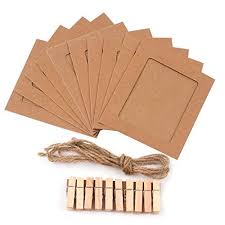 Good quality, easy to assemble and works well. Paper Photo Frame Set With Wooden Clip And String Wall Photo Frame Hanging Picture Album Party Decoration Brown Amazon Ae Home