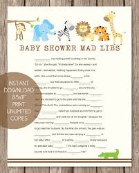 Check spelling or type a new query. Printable Baby Shower Mad Libs Jungle Theme Print It Baby